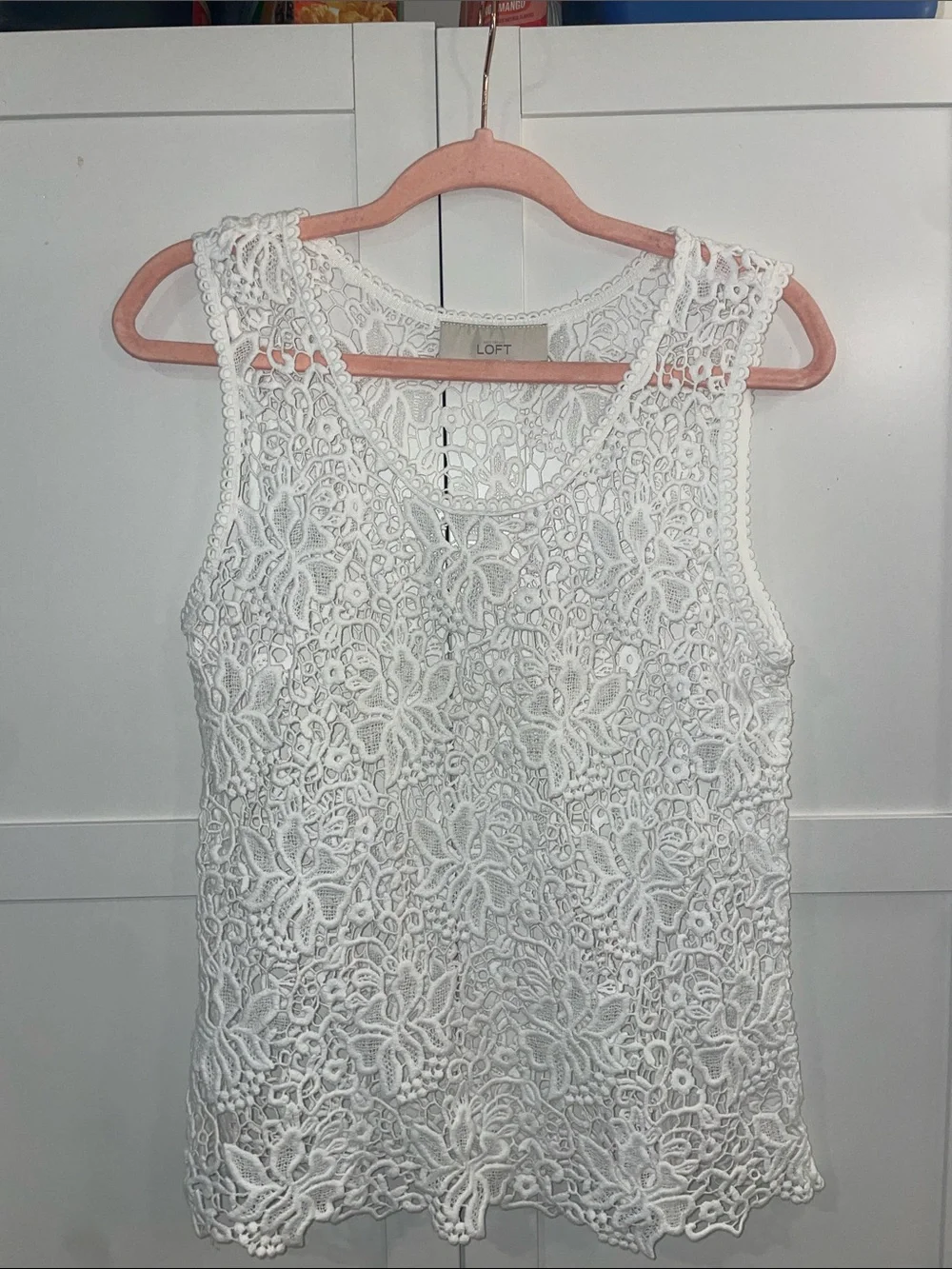LOFT White Crochet Floral Tank Top - Picture 2 of 5